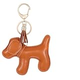 Giantree Hunde Schlüsselanhänger, Leder Taschenanhänger Süße Welpe Hundetasche Anhänger Hunde deko Rucksack Anhänger Geburtstagsgeschenk für Lieblingsmensch Taschenzubehör(Braun)