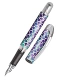 Online Füller College Shiny Dreams, Tinten-Füller für Rechtshänder, ergonomisches Griffstück, hochwertige Iridium-Feder medium, Standard-Tintenpatronen, inkl. Kombipatrone blau, Allergiker geeignet