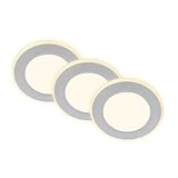 BRILONER - 3er Set LED Einbaustrahler 230V mit Nachtlichtfunktion, Flächen und Ringe sep. schaltbar, Speicherfunktion, LED Spot, flach, Deckenspots, Einbauleuchten, Wohnzimmer, 93x30mm, Chrom-Matt