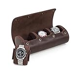 Hiram Echtes Leder 3 Uhren Reiseetui Rolle Handgefertigte Reiseaufbewahrung Uhrenbox Tragbarer Schmuck Organizer