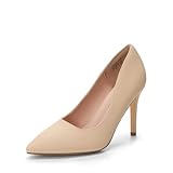 DREAM PAIRS Damen High Heels Spitzschuh Pumps für Hochzeit Brautschuhe Party,Size 39,Nackt/Nubuck