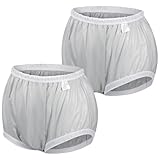 Carer 2 Stück Inkontinenz-Auslaufsichere Unterwäsche für Erwachsene Plastik-Windelhülle Waschbare Wiederverwendbare Wasserdichte Inkontinenzunterwäsche Unisex Grau Größe M
