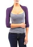 krautwear Damen Bolero Langarm Viskose Stola Bolerojacke Hochzeit Festlich Einfarbig schwarz grau rosa Navy (Lila)