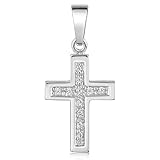 Materia Damen Kreuz Anhänger 925 Silber Zirkonia weiß KA-31-Ohne Kette