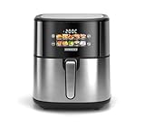 Heinrich´s Heißluftfritteuse, 6,5 Liter XXL Air Fryer, 10in1 Airfritteuse, LED-Color-Display mit Sensor-Touch Bedienung, fettfreie Zubereitung, inkl.Timer, platzsparend, spülmaschinenfester Korb,1600W