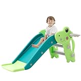 Kleinkind Rutsche für Indoor & Outdoor Spielen mit Basketball-Ring, Anti-Rutschschritte,Lngem Rutschgefälle und rutschfesten Treppen, einfache Montage,kinderrutsche ab 3 Jahre