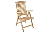 SAM Garten-Hochlehner Aruba, Gartenmöbel aus Teak-Holz, Klappstuhl ist 5-Fach verstellbar, Terrassen-Stuhl aus Holz, Teakholz-Möbel mit geschliffener Oberfläche