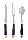 3-teiliges Mittelalterbesteck mit Lederetui, Horngriff