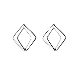 Reffeer Massive 925 Sterling Silber Hohl Ohrstecker für Frauen Ohrringe Quadratische Ohrringe Offene Ohrstecker (A-Silber)