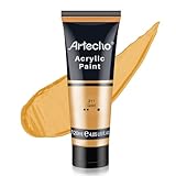 Artecho Acrylfarbe Gold 120 ml, Wasserfest und Lichtecht, Schnell Trocknend, Acrylfarbe für Leinwand, Holz, Stoff, Handwerk, Leder und Stein.
