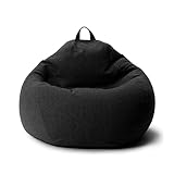 AD.CON Sitzsack mit EPS-Perlen Füllung Puff Relax-Sessel Sitzkissen Bodenkissen Bean Bag 80x90x50cm 185L Schwarz