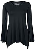 Gothicana by EMP Damen schwarzes Langarmshirt mit Trompetenärmeln XXL