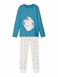 NAME IT Mädchen Nkfnightset Real Teal Unicorn Noos Pyjamaset, 110-116 (1er Pack)