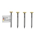 RIKAMA – 30 Bildernägel mit 30 mm Länge – Stahlnägel mit 6 mm Messingkopf für den Einsatz auf Beton, Ziegelstein, Putz & Holz – Nägel aus gehärtetem Stahl als Bilder Aufhängung – Made in Germany