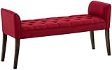 CLP Chaiselongue Cleopatra I Stoff-Bezug I Polsterbank, Farbe:rot, Gestell Farbe:antik-dunkel