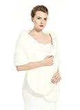 BEAUTELICATE Kunstpelz Schal Stola Bolero Pelz Damen Für Frauen Hochzeit Braut Abend Brautschal Brautstola, Elfenbein, Einheitsgröße - Elfenbein - Gr. one_size