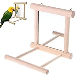 Holzspiegel mit Landeplatz, Spiegel mit Holzrahmen, Holzspiegel mit Glocke, Holz Vogel Papageien Spaß Spielzeug Mit Spiegel, Käfig Stehen Für Vögel Papagei Spielzeug Haustier Spielzeug Zubehör