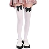 Utensilsto Strümpfe mit Schleife Overknees Strümpfe Damen Overknee Dehnbare Socken Knee High Socken Thigh High Socks Strümpfe für Karneval Kostüm, Mottoparty, Schwarz Schleife