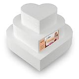 MCE-Commerce A3997913 Styropor Herz-Torte Set dreistöckig H 5cm, 10cm 15cm 20cm, weiss, 20x20x15cm, Weiß