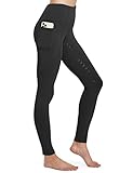 FitsT4 Damen Reithose Winter Hohe Taille reitleggings Silikon Vollbesatzreithose mit Fleecefutter mit Handytasche für Frauen, Schwarz, M