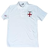 England Supporters Poloshirt - günstiges Fußball-Fan-Shirt - St. George's Cross Badge - Casual Game Day Polo für Herren - Rot, Weiß & Navy, weiß, L