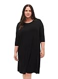 Zizzi Frauen Große Größen Kleid Viskose 3/4 Ärmel Jersey Größe - Plus Size Damenkleidung 54-56 Black