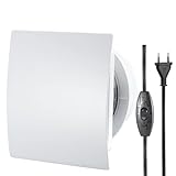 Moonjor 100mm Abluftventilator Küche, Ultra Schlank Wasserdicht Badlüfter Fensterlüfter mit Knopfschalter, Rückstauklappe, 1m EU-Netzkabel für Bad WC