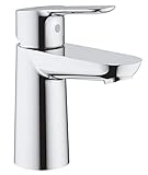 GROHE BauEdge, Waschtischarmatur, wassersparend (Wasserhahn für das Bad, 15cm hoch, mit Keramikkartusche, einfache Installation am Waschbecken), chrom, 23330000