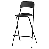 Ikea FRANKLIN Barhocker mit Rückenlehne, klappbar, 74 cm, schwarz/schwarz