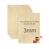 KF-Holz 5 Sperrholzplatten Birke (20x:30cm,3mm) - Hochwertige Multiplex Platten für Bastelarbeiten, Holzzuschnitte, Modellbau