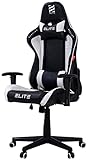 ELITE Gaming Stuhl MG200 Destiny - Ergonomischer Bürostuhl - Schreibtischstuhl - Chefsessel - Sessel - Racing Gaming-Stuhl - Gamingstuhl - Drehstuhl - Chair - Kunstleder Sportsitz (Schwarz/Weiß)
