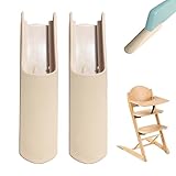 KLINNA 2 Stück Kippschutz für Stokke Tripp Trapp Hochstuhl, Erweitertes Gleiterset als Zubehör, Sicherheit Fußabdeckung und Verlängerung Beinpolster, Stuhlbein Abdeckung für Babystuhl (Holzfarbe)