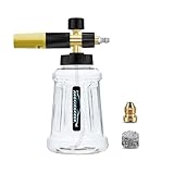 Verbesserte Schaumkanone Schneeschaumlanze, 1L Einstellbare Schaumlanze Schaumdüse mit 1/4 Schnellanschluss für Hochdruckreiniger Schaumpistole Autowäsche (Schwarz & Gelb)