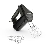 Krups 3MIX 6000 Handmixer, 600 W, präzise Kontrolle, Soft-Touch-Griff, langes Kabel, praktischer Geschwindigkeitsregler, Handrührgerät inkl. Quirle und Knethaken, Schwarz, GN6028