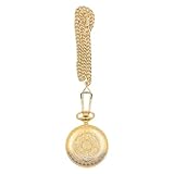 Hsthe Sea Vintage-Taschenuhr, Retro-Quarz-Taschenuhr, goldene antike Kettenuhr mit römischen Ziffern für Damen, Herren, Vater, Opa, Geburtstags- und Jubiläumsgeschenke