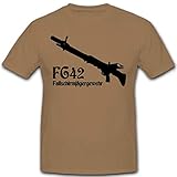 FG 42 Fallschirmjägergewehr Waffe Kreta grüne Teufel - T Shirt #6629, Größe:XL, Farbe:Sand