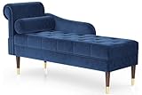 Vesgantti Velvet Chaiselongue, Indoor Lounge Sofa mit linker Armlehne und Lendenkissen, Recamiere für Wohnzimmer, Schlafzimmer und Büro, Samt Loungesessel 149.5 x 54 x 76CM