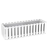 KAGM Blumenkasten Balkonkasten Blumentopf Pflanzkasten Latten-Optik/Landhausoptik / 58cm Weiß