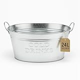 BigDean Zinkwanne groß XXL für Garten Getränkekühler extra groß 24 Liter Getränkewanne verzinkt