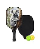 KUAVETO Kohlefaser-Pickleball-Paddel-Set, all der DIY-Spaß, den Sie mit Koala-BR130-Muster haben können, maßgeschneiderter Waben-Polymerkern – inklusive 1 Paddel, 2 Bälle und 1 Paddelabdeckung