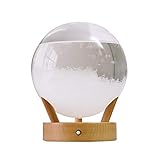 Sturmglas zur Wettervorhersage - Sturmglas in Kugelform mit 7 Farben Wechselndes Licht - Wetterglas Storm Glass Kristall Kreative Wetterstation Wetter Prognose mit Sockel für Weihnachten Geschenk