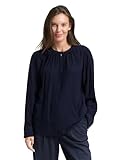 TOM TAILOR Damen 1048680 Crinkle Bluse mit Raffungen, 10668-Sky Captain Blue, 40