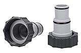 Kalitec Pool Adapter A I Poolschlauch Adapter 38mm und 32mm auf 2 Zoll Innengewinde I Schlauchtülle Ø 32/38mm mit Dichtring I 9cm lang I 2 Stück