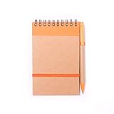 Projects Mini Notizblock mit Stift orange - Notizbuch klein liniert mit Gummiband Spiralbindung Hardcover Kugelschreiber | Bullet Journal Ringbuch Papier 80g/m² 70 Seiten | Notebook Paper lined