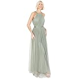 Anaya with Love Damen Ladies Maxi Dress Women Halter Neck Long Sleeveless with Belt A Line Evening Gown Ball Prom Wedding Guest Bridesmaid Kleid, Forest Green, PL4-2631, 46