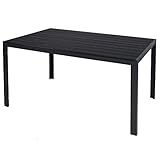 Mojawo Wetterfester Aluminium Gartentisch anthrazit/schwarz Esstisch Gartenmöbel Tischplatte WPC Holzimitat witterungsbeständig, Maße Tische:150cm x 90cm