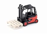 siku 1311, Gabelstapler, Metall/Kunststoff, Rot/Schwarz, Inkl. 1 Palette, Bewegliche Gabel