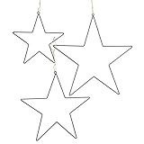 Spetebo Deko Stern im 3er Set in schwarz - 30/40/50 cm - Metall Dekohänger Fenster Dekoration Sterne