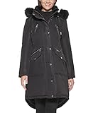 GUESS Damen Langer Anorakmantel Daunenalternative Mantel, Schwarz, M