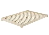 Erst-Holz®Niederflurbett Doppelbett 140x200 Fichte massiv unbehandelt mit wählbarem Zubehör V-60.85N-14Rollrost inkl.
